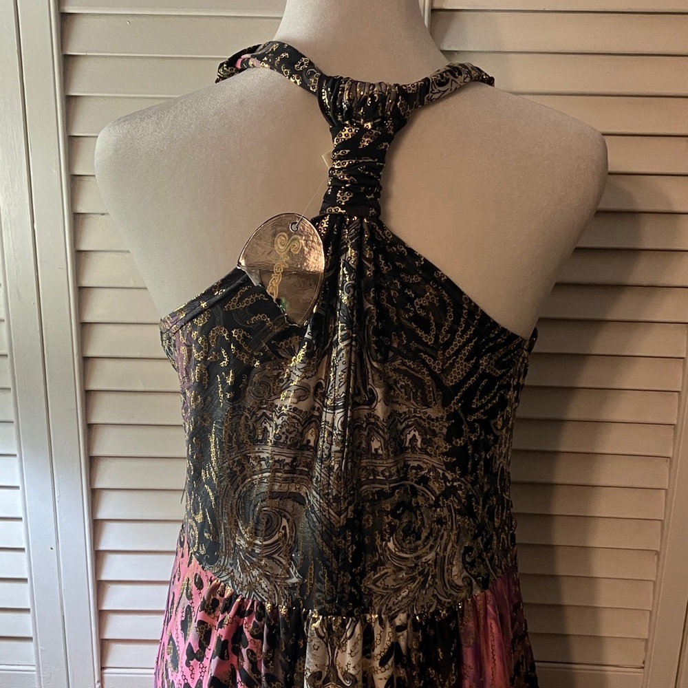Shoreline Metallic Pink and Black Halter Maxi Dress - Picture 10 of 14
